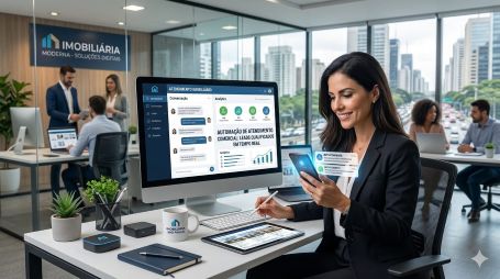 Automação de atendimento comercial em imobiliárias reduz perdas de oportunidades, melhora tempo de resposta, mantém histórico centralizado e aumenta a taxa de conversão.