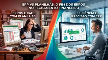 Entenda por que reduzir erros no fechamento financeiro falha com planilhas e como um ERP reduz erros, retrabalho e divergências, trazendo mais previsibilidade e controle do processo.