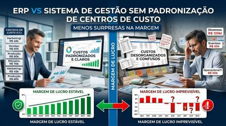 ERP vs sistema de gestão sem padronização de centros de custos: menos surpresas na margem