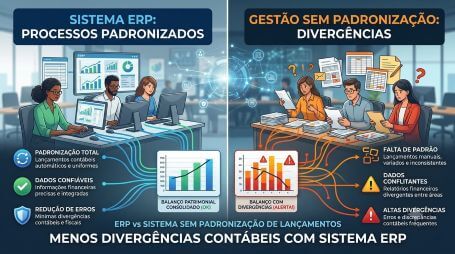 Home 69 Entenda por que ERP vs sistema de gestão e divergências contábeis acontecem no fechamento e como a padronização de lançamentos em um ERP reduz retrabalho, melhora a produtividade e aumenta a previsibilidade.