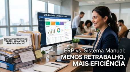 ERP vs sistema de gestão sem rotinas automatizadas é uma comparação que costuma aparecer quando a empresa cresce e o dia a dia começa a ficar pesado. Entenda a diferença entre ERP com rotinas automatizadas e sistema de gestão sem esse foco: menos etapas manuais, mais consistência entre áreas e fechamento mais previsível.